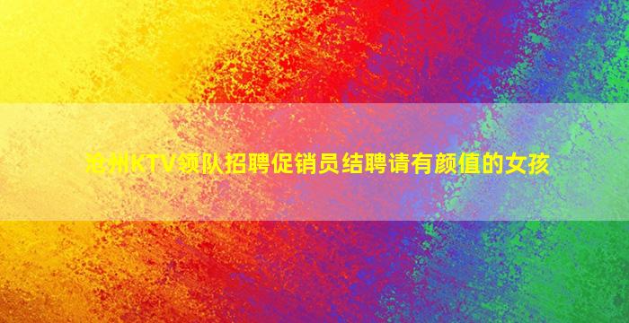 沧州KTV领队招聘促销员结聘请有颜值的女孩